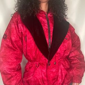 ⟡ 70s Vintage Hot Pink Ski Coat with Velvet Lapels ⟡